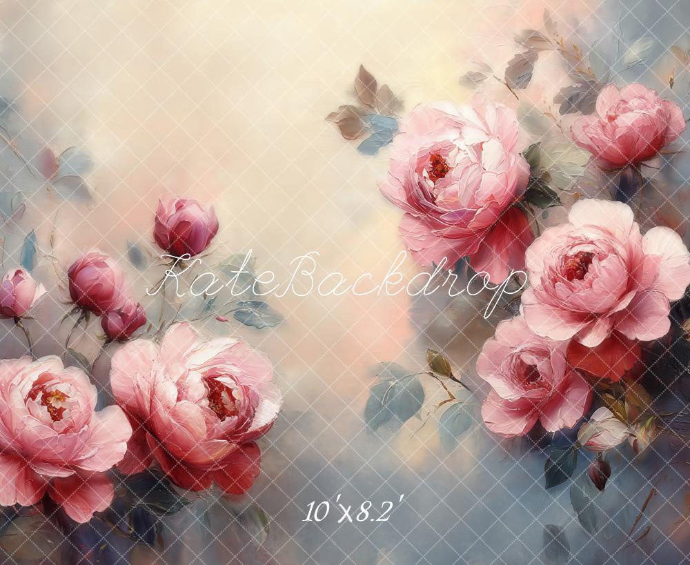Lightning Deals Kate Fine Art Flower Pink Roses Watercolor Backdrop Designed by Emetselch -UK