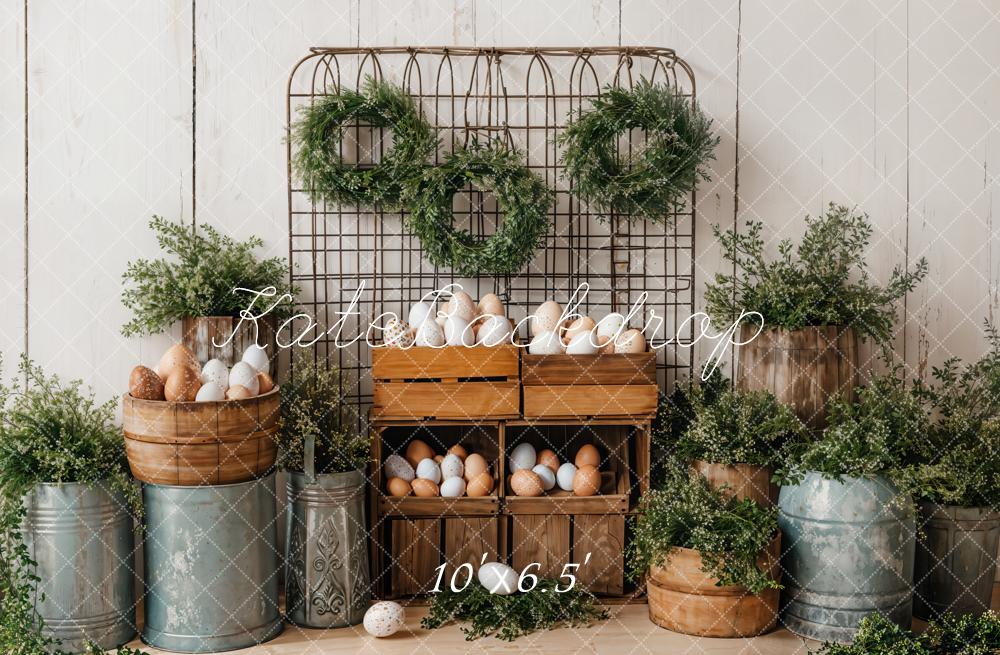 On Sale Kate Easter Eggs Greenery Rustic Backdrop Designed by Emetselch -UK