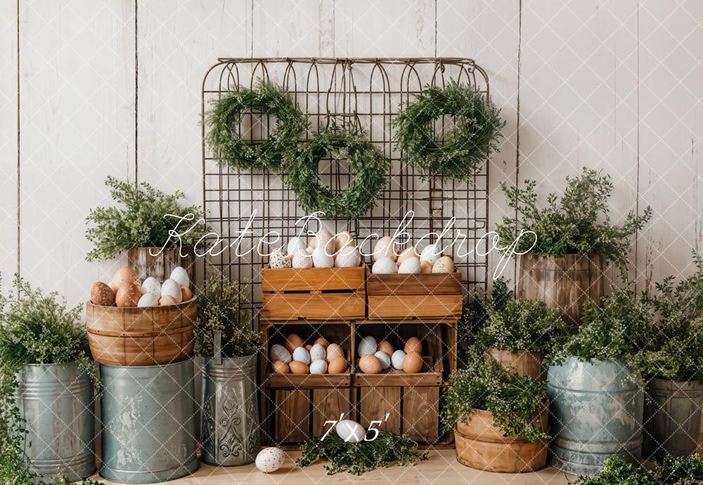 On Sale Kate Easter Eggs Greenery Rustic Backdrop Designed by Emetselch -UK