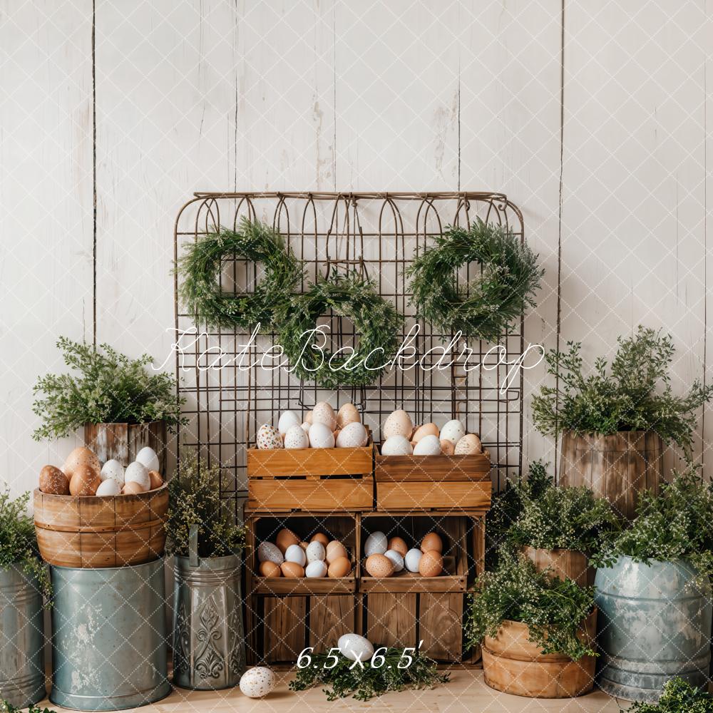 On Sale Kate Easter Eggs Greenery Rustic Backdrop Designed by Emetselch -UK