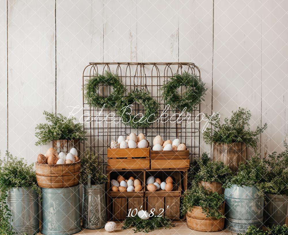 On Sale Kate Easter Eggs Greenery Rustic Backdrop Designed by Emetselch -UK