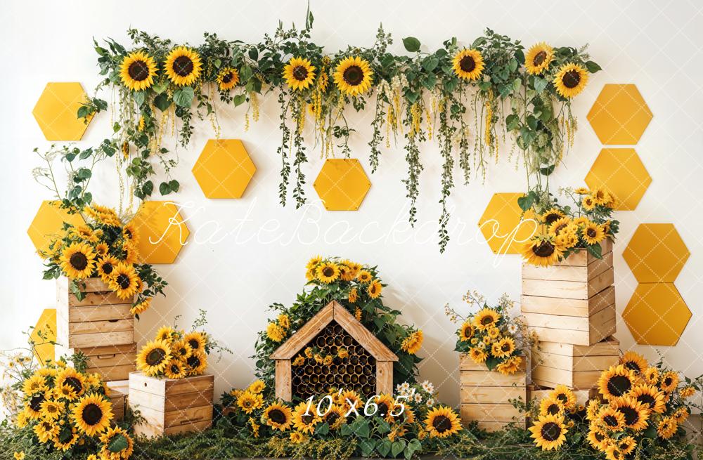 Kate Spring Sunflower Garden Honeycomb Backdrop Designed by Emetselch -UK