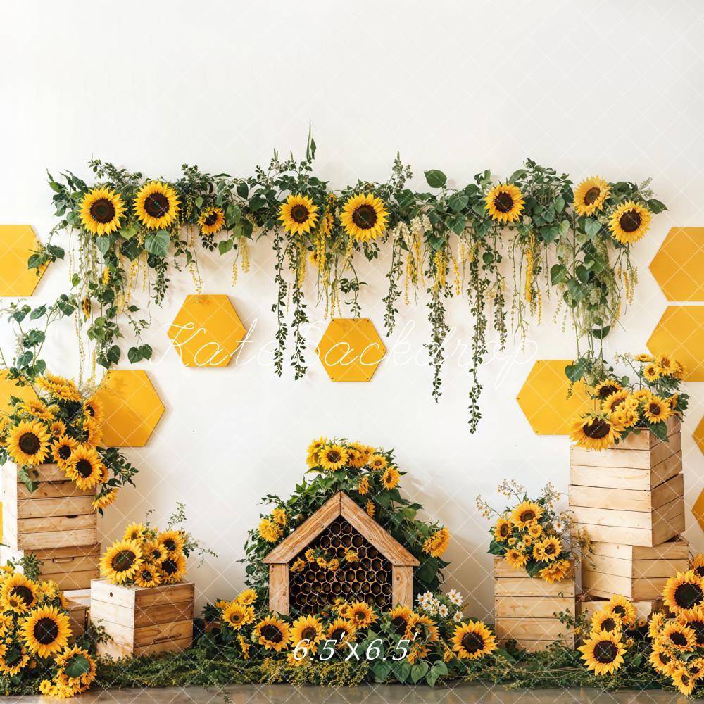 Kate Spring Sunflower Garden Honeycomb Backdrop Designed by Emetselch -UK