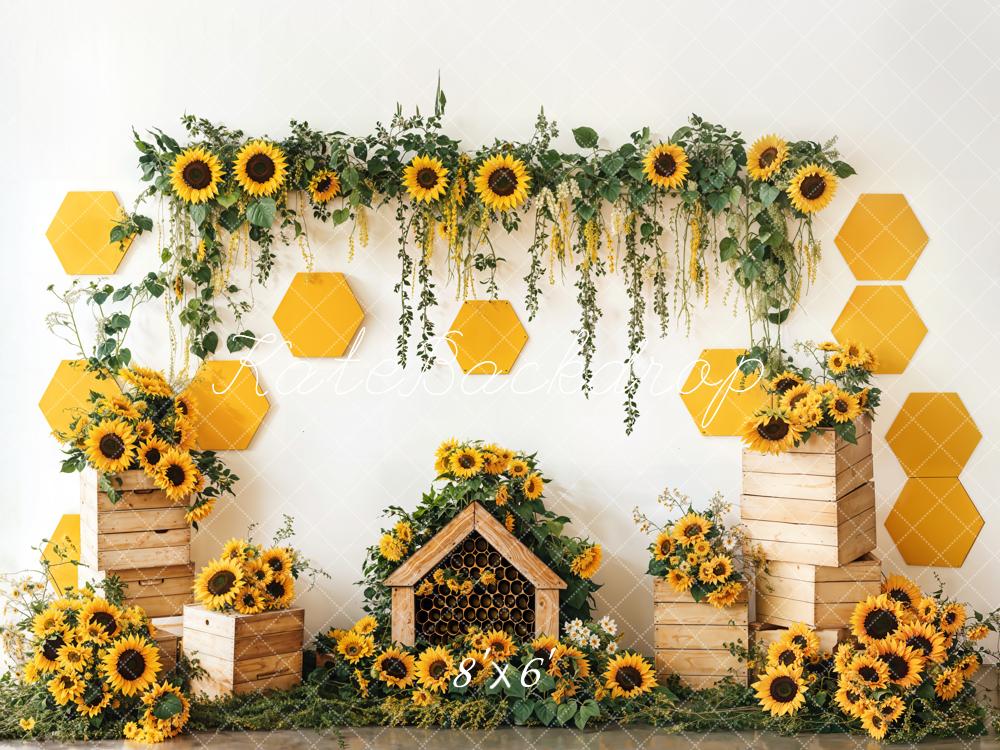 Kate Spring Sunflower Garden Honeycomb Backdrop Designed by Emetselch -UK