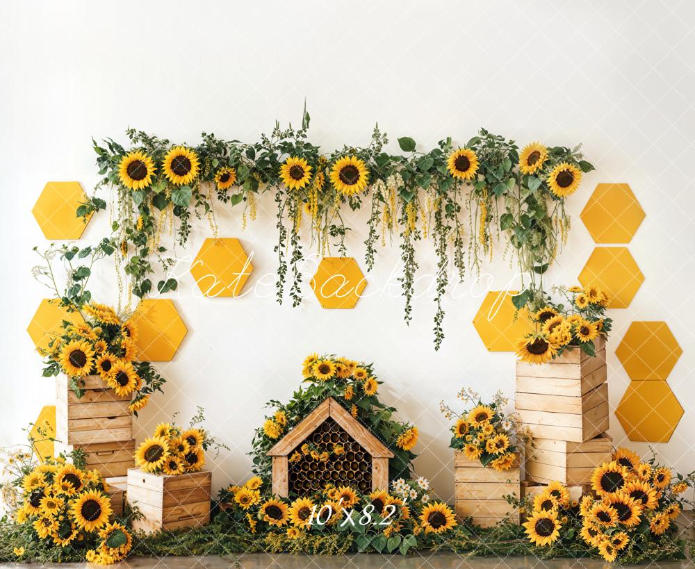 Kate Spring Sunflower Garden Honeycomb Backdrop Designed by Emetselch -UK
