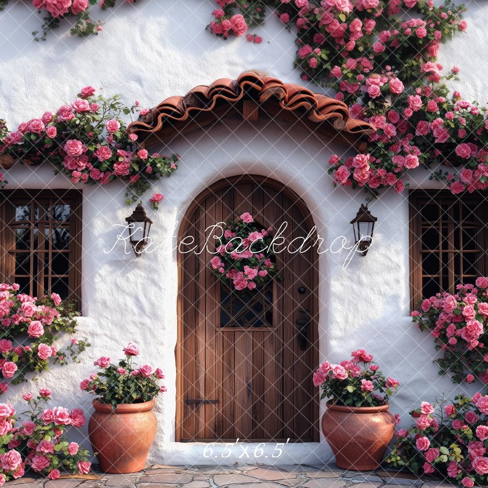 Kate Spring Floral Cottage Pink Roses Backdrop Designed by Patty Robert -UK