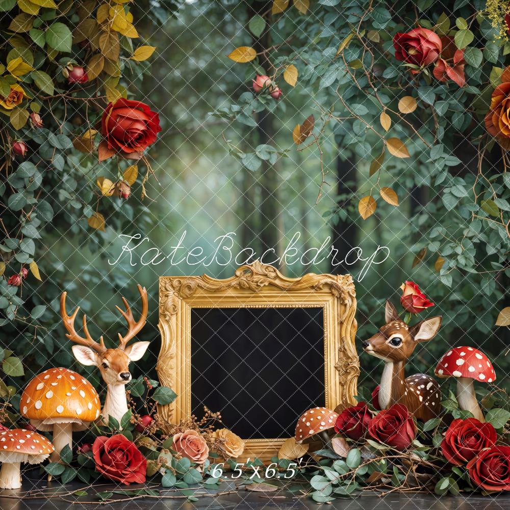Kate Spring Cake Smash Forest Deer Floral Backdrop Designed by Emetselch -UK