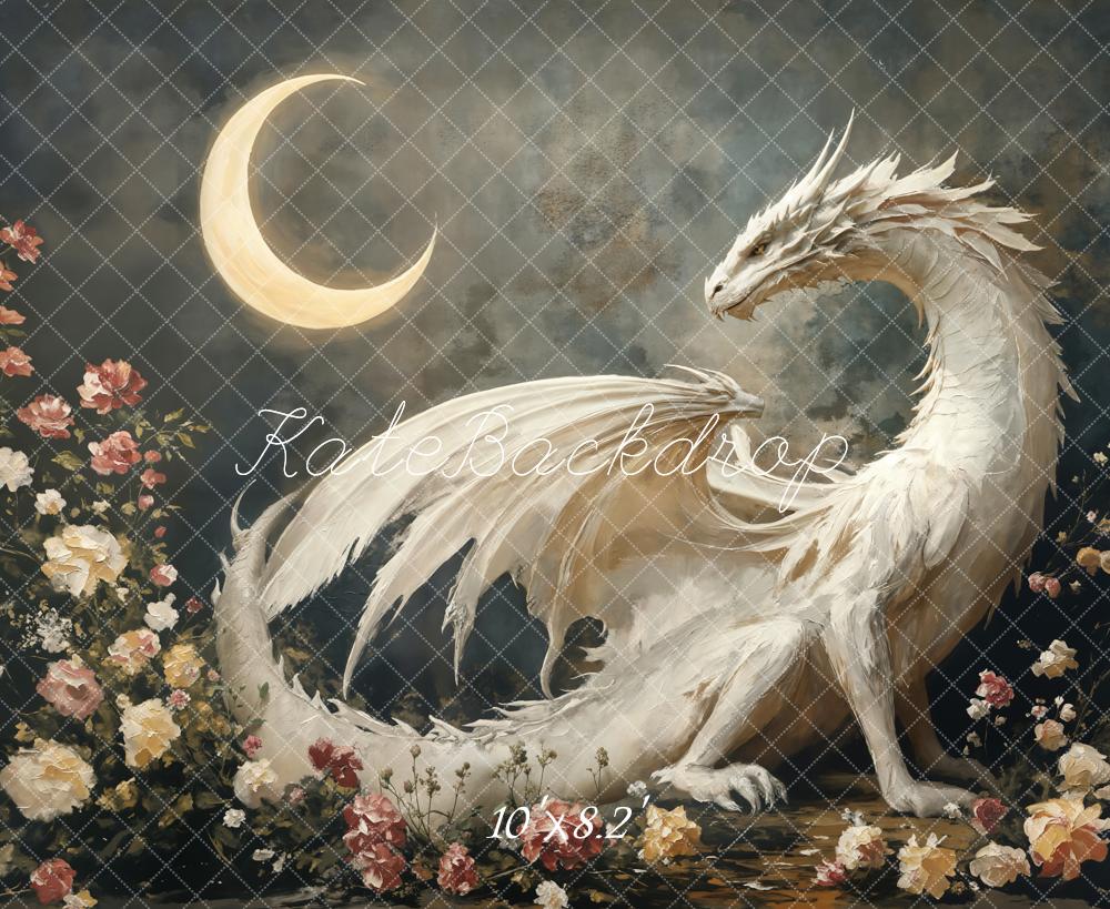 Kate Fantasy Dragon Moon Floral Backdrop Designed by Emetselch -UK