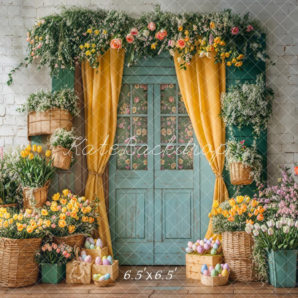 On Sale Kate Easter Floral Door Curtain Backdrop Designed by Emetselch -UK