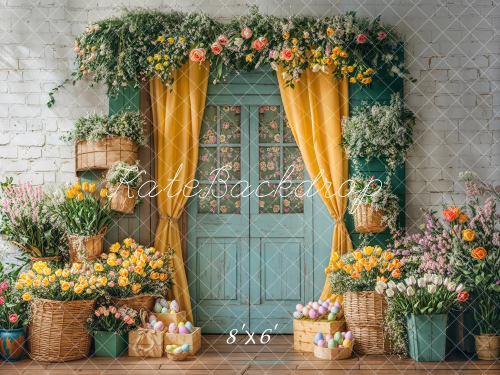 On Sale Kate Easter Floral Door Curtain Backdrop Designed by Emetselch -UK