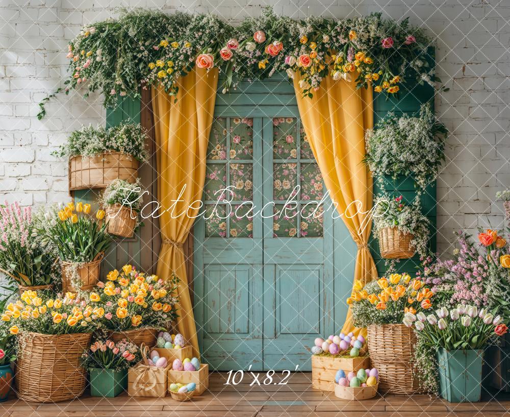 On Sale Kate Easter Floral Door Curtain Backdrop Designed by Emetselch -UK