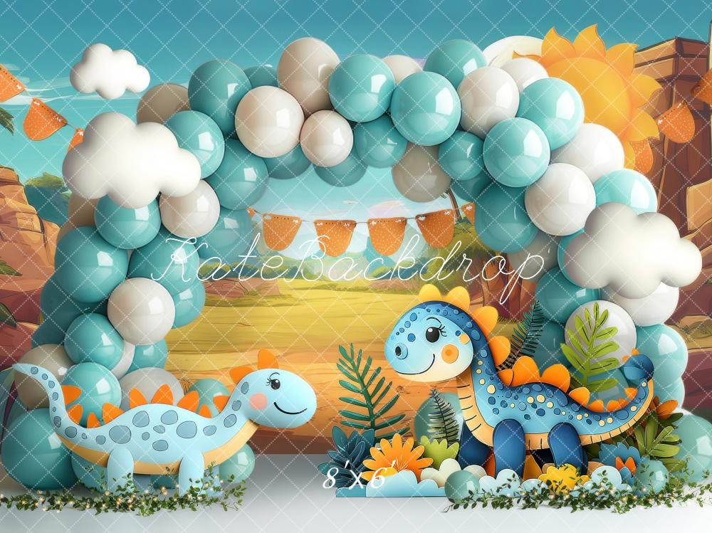 Kate Cake Smash Dinosaur Balloon Arch Backdrop Designed by Laura Bybee -UK