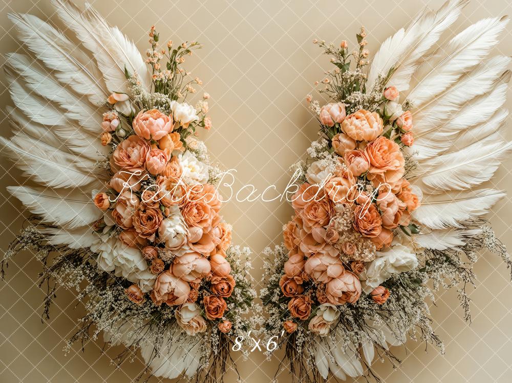 Kate Dreamy Floral Feather Wings Floor Backdrop Designed by Emetselch -UK