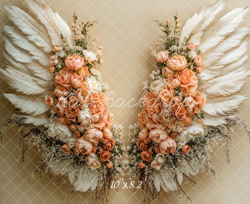 Kate Dreamy Floral Feather Wings Floor Backdrop Designed by Emetselch -UK
