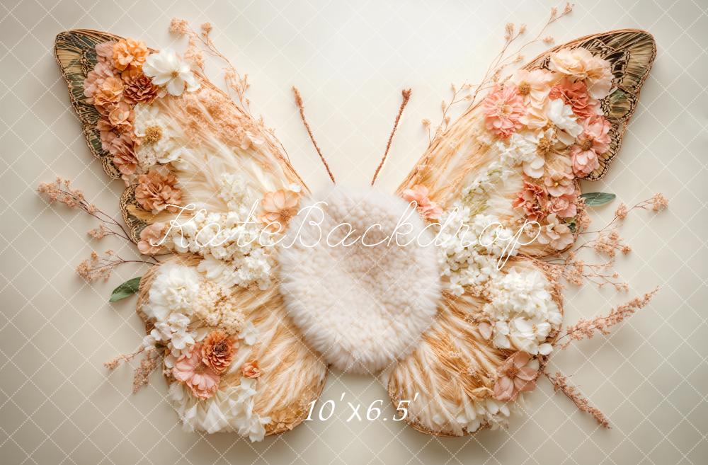 Lightning Deals Kate Newborn Floral Butterfly Wings Floor Backdrop Designed by Emetselch -UK