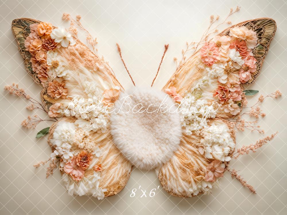 Lightning Deals Kate Newborn Floral Butterfly Wings Floor Backdrop Designed by Emetselch -UK
