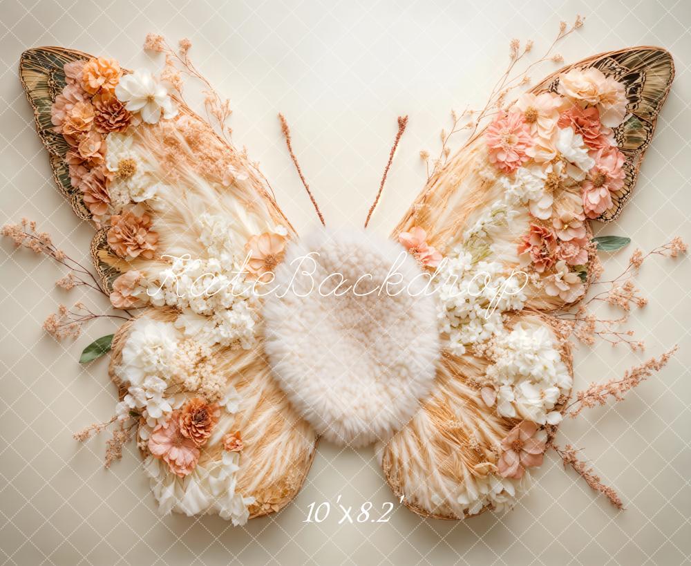 Lightning Deals Kate Newborn Floral Butterfly Wings Floor Backdrop Designed by Emetselch -UK