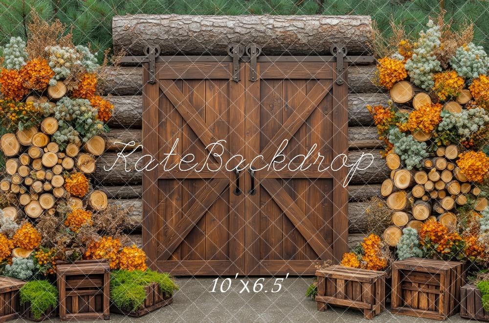 Kate Spring Barn Door Cabin Woods Backdrop Designed by Mini MakeBelieve -UK