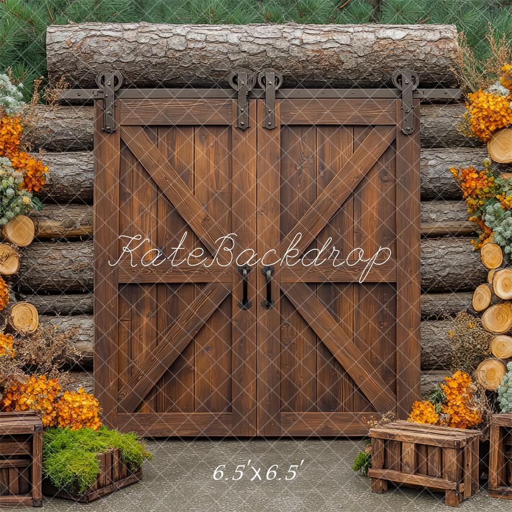 Kate Spring Barn Door Cabin Woods Backdrop Designed by Mini MakeBelieve -UK