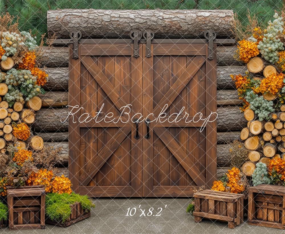 Kate Spring Barn Door Cabin Woods Backdrop Designed by Mini MakeBelieve -UK