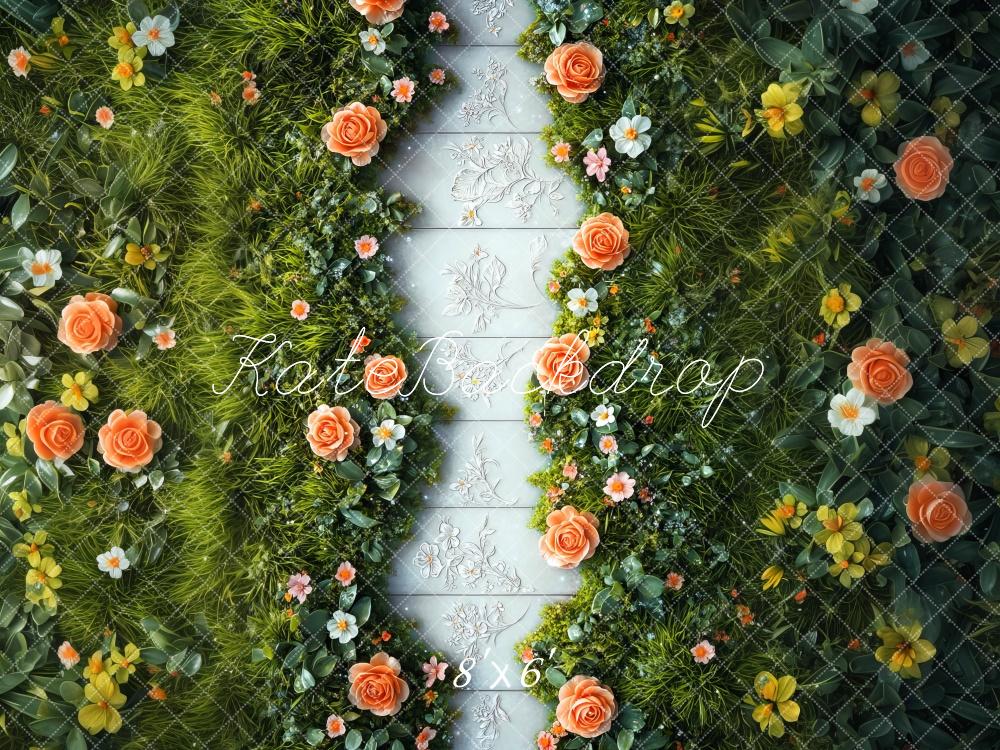 Kate Spring Floral Garden Greenery Floor Backdrop Designed by Mini MakeBelieve -UK