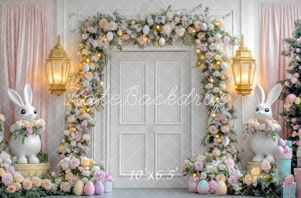 Kate Easter Bunny Floral Arch Door Backdrop Designed by Mini MakeBelieve -UK