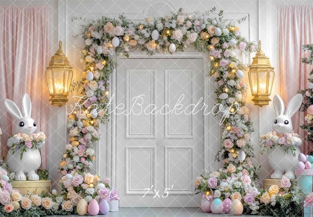 Kate Easter Bunny Floral Arch Door Backdrop Designed by Mini MakeBelieve -UK