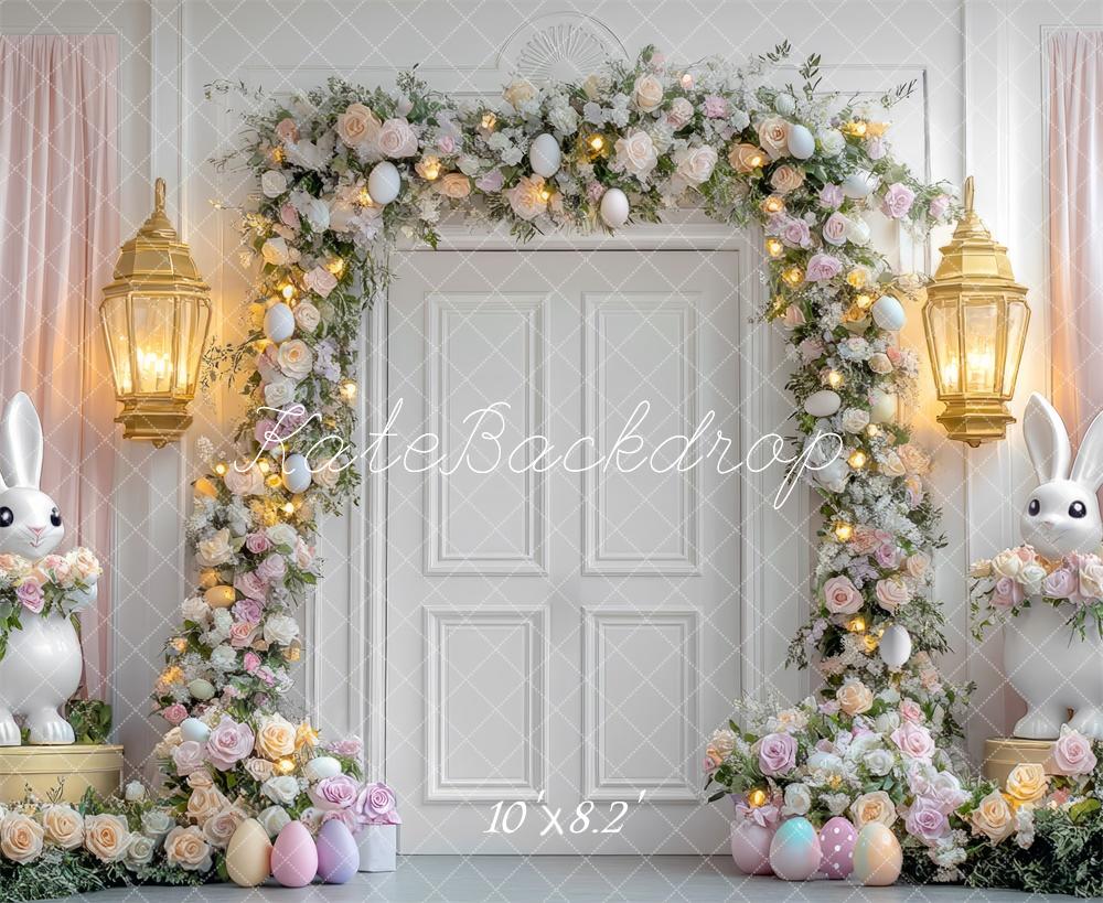 Kate Easter Bunny Floral Arch Door Backdrop Designed by Mini MakeBelieve -UK