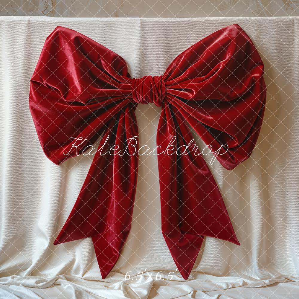 Kate Red Big Bow Elegant Fabric Backdrop Designed by Emetselch -UK
