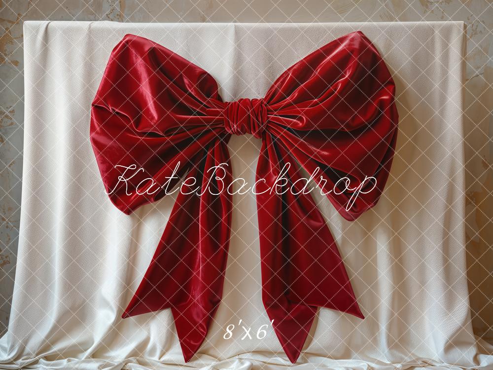 Kate Red Big Bow Elegant Fabric Backdrop Designed by Emetselch -UK