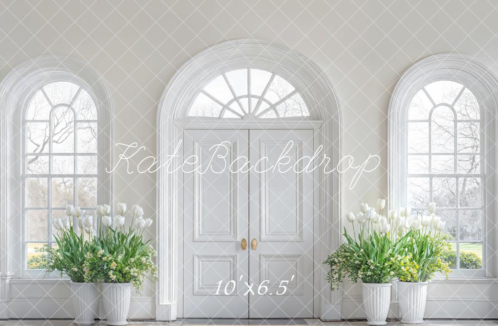 Kate Elegant Floral White Door Backdrop Designed by Emetselch -UK