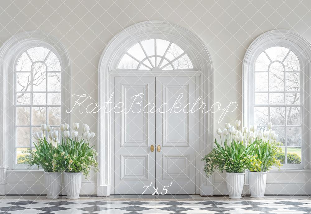 Kate Elegant Floral White Door Backdrop Designed by Emetselch -UK