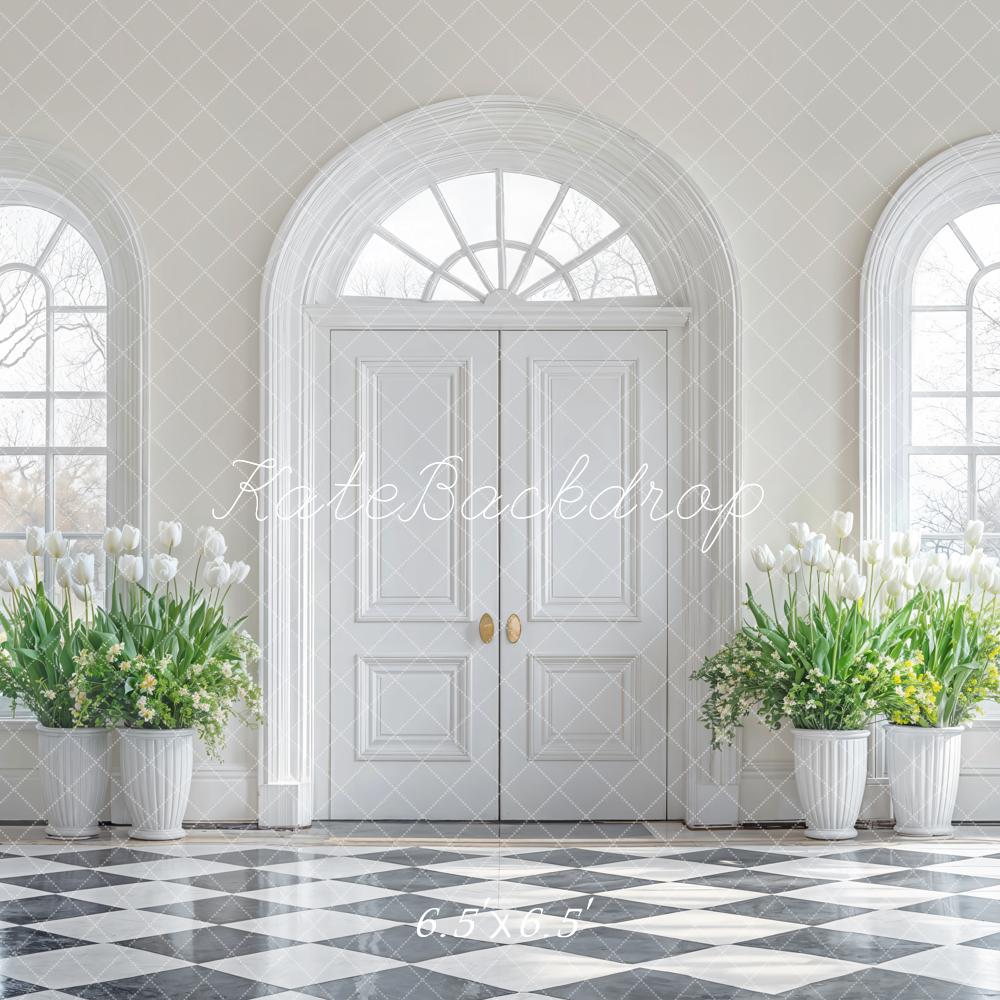 Kate Elegant Floral White Door Backdrop Designed by Emetselch -UK