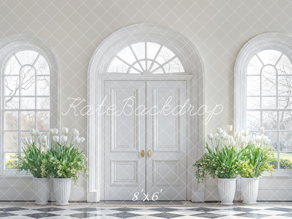 Kate Elegant Floral White Door Backdrop Designed by Emetselch -UK