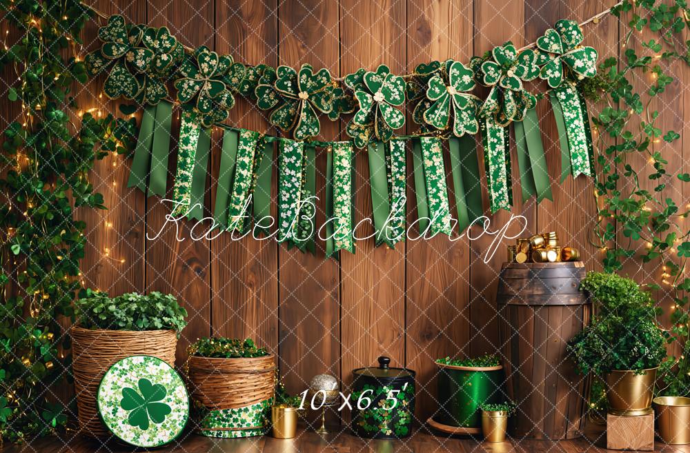 On Sale Kate St. Patrick's Day Shamrock Wood Backdrop Designed by Emetselch -UK