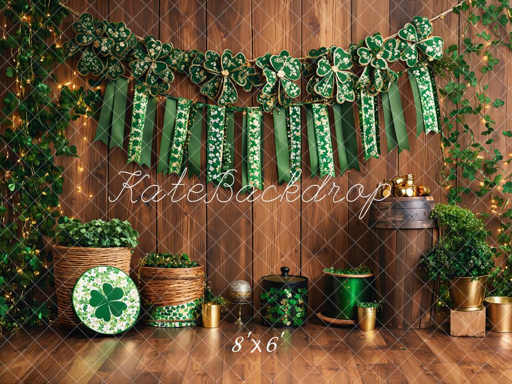 On Sale Kate St. Patrick's Day Shamrock Wood Backdrop Designed by Emetselch -UK