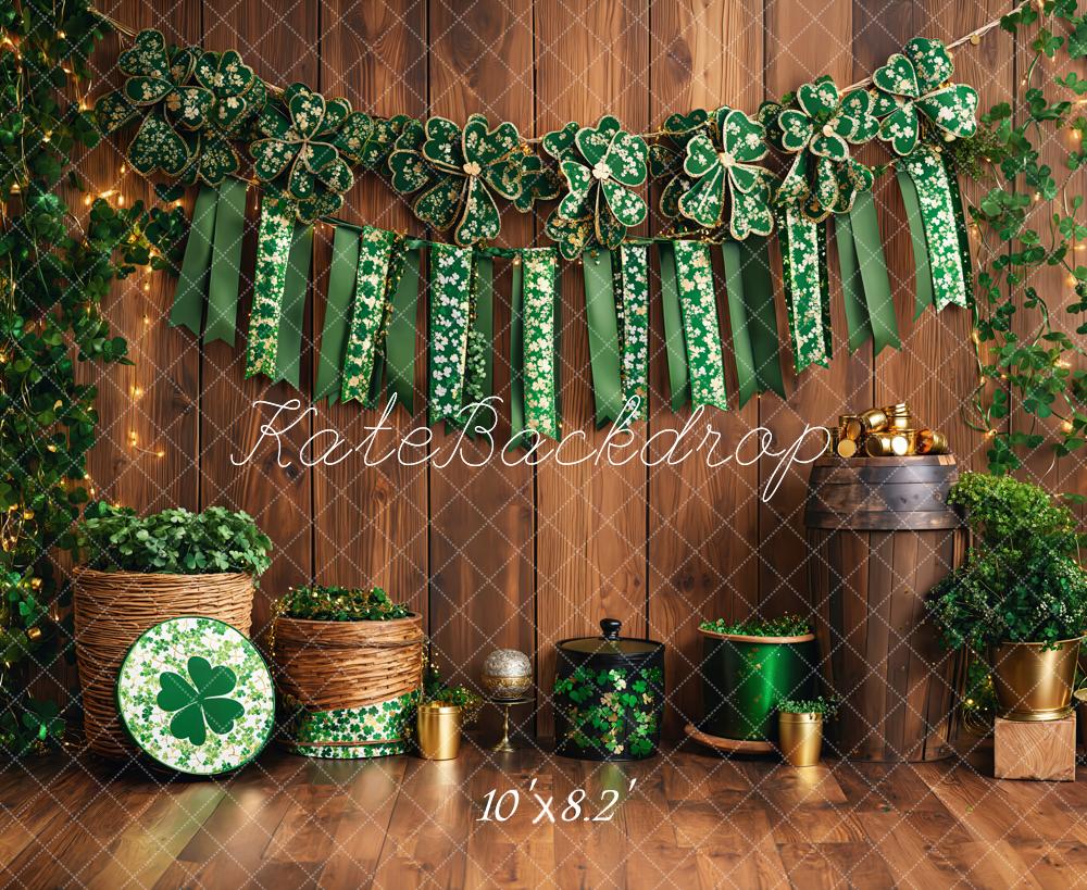 On Sale Kate St. Patrick's Day Shamrock Wood Backdrop Designed by Emetselch -UK