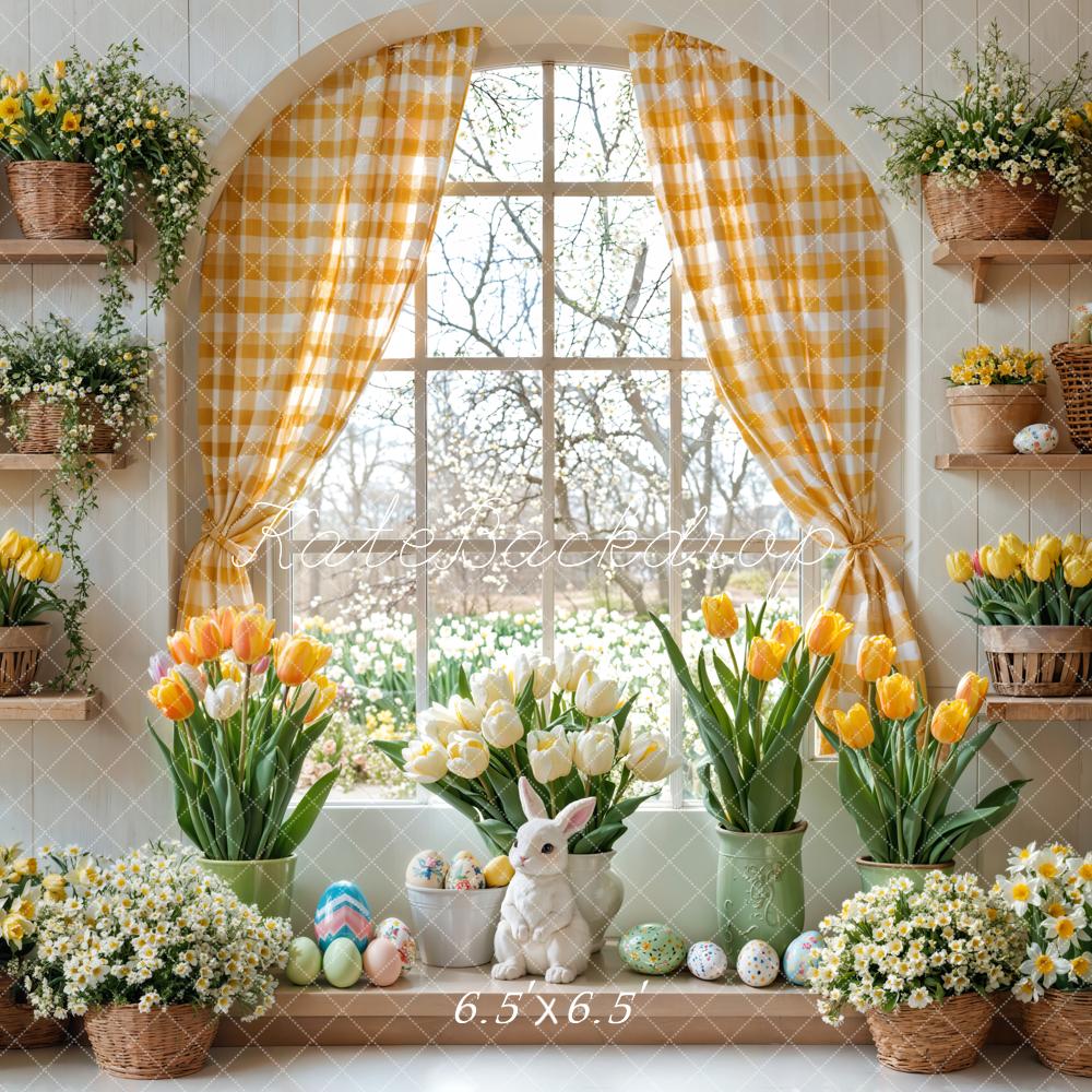 Kate Easter Bunny Floral Window Curtain Backdrop Designed by Emetselch -UK