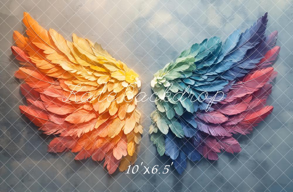 Kate Rainbow Feather Wings Backdrop Designed by Emetselch -UK