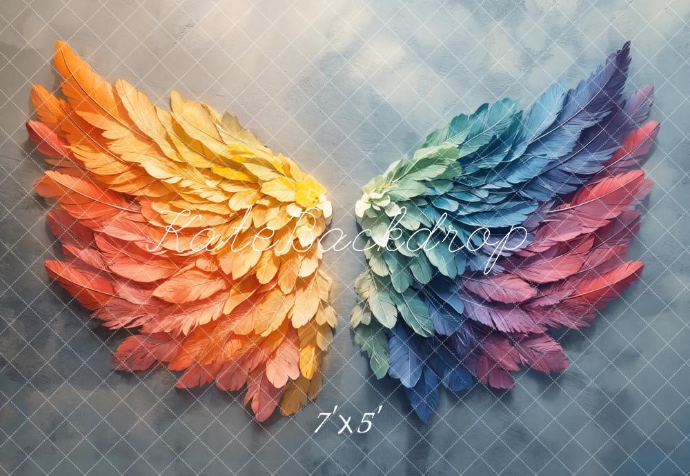 Kate Rainbow Feather Wings Backdrop Designed by Emetselch -UK