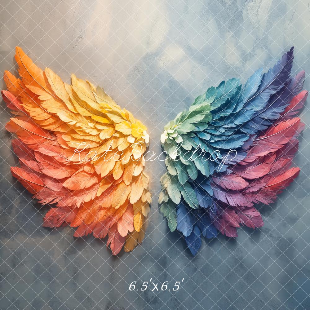 Kate Rainbow Feather Wings Backdrop Designed by Emetselch -UK