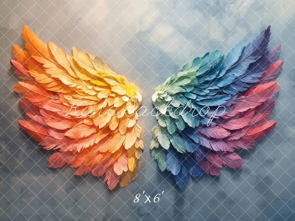 Kate Rainbow Feather Wings Backdrop Designed by Emetselch -UK