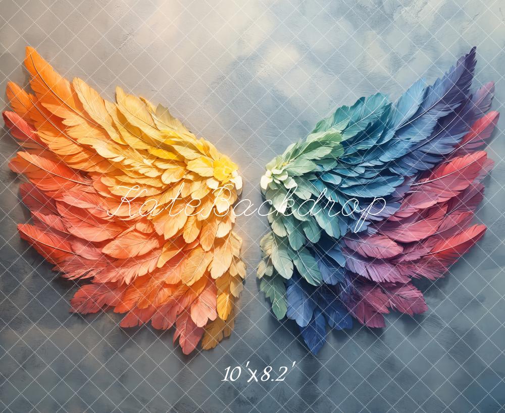 Kate Rainbow Feather Wings Backdrop Designed by Emetselch -UK