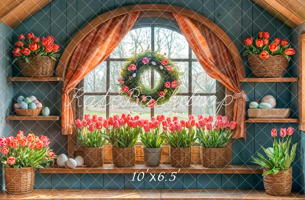 Kate Easter Tulips Arched Window Backdrop Designed by Emetselch -UK