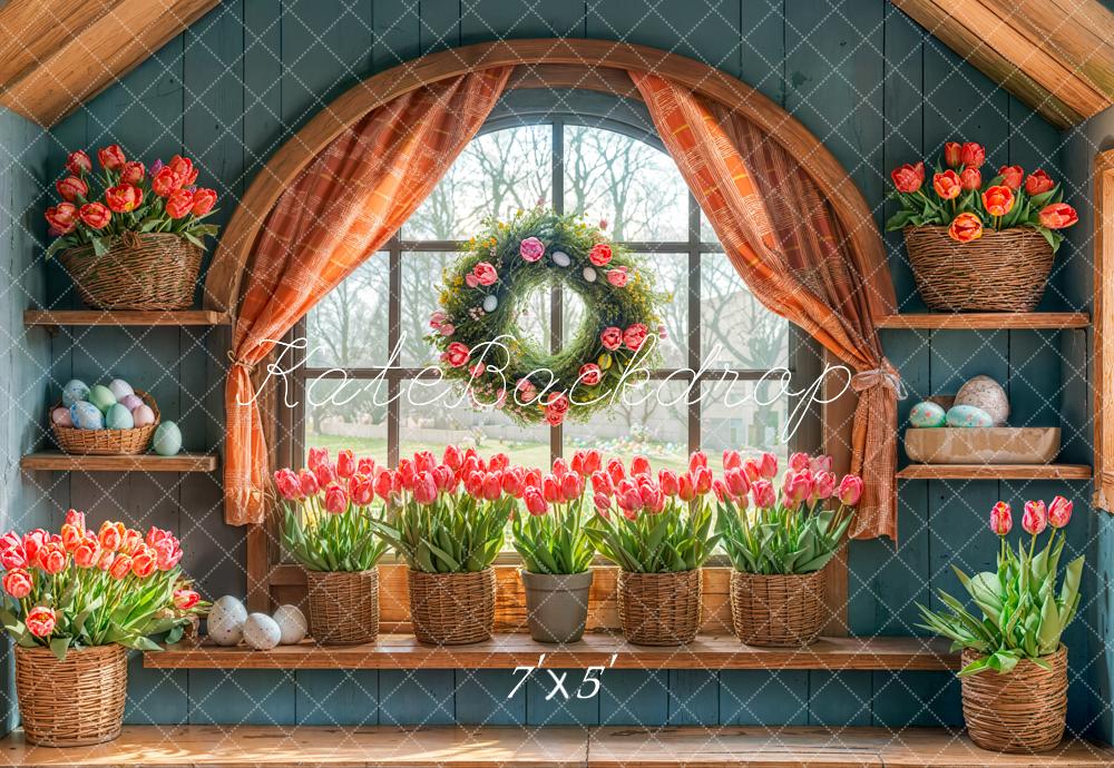 Kate Easter Tulips Arched Window Backdrop Designed by Emetselch -UK