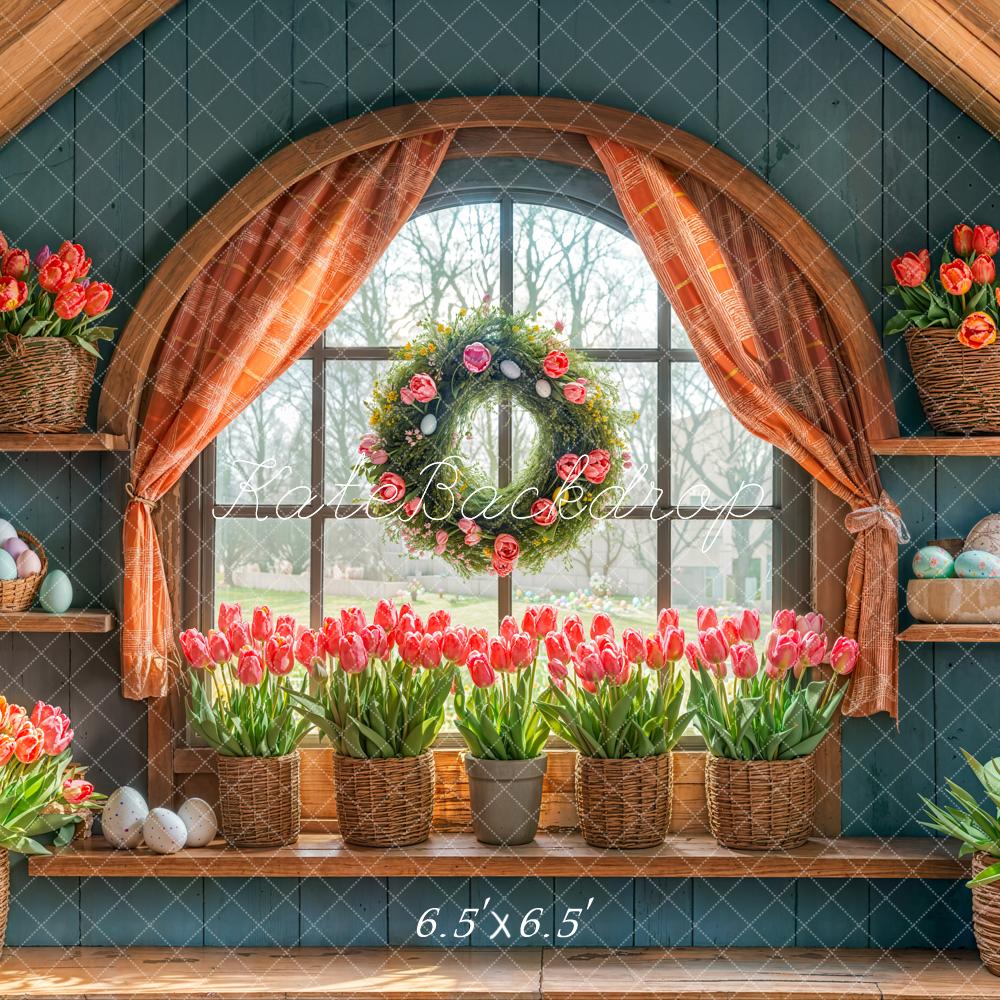 Kate Easter Tulips Arched Window Backdrop Designed by Emetselch -UK