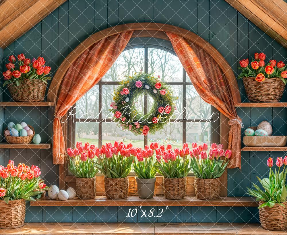 Kate Easter Tulips Arched Window Backdrop Designed by Emetselch -UK