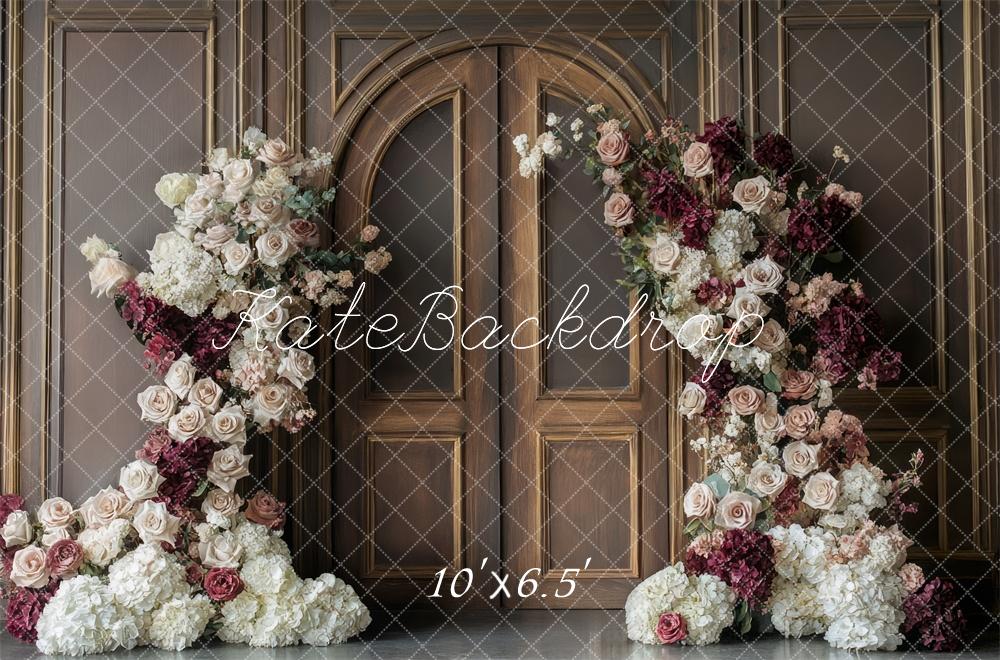 Kate Floral Arch Vintage Wood Door Backdrop Designed by Mini MakeBelieve -UK