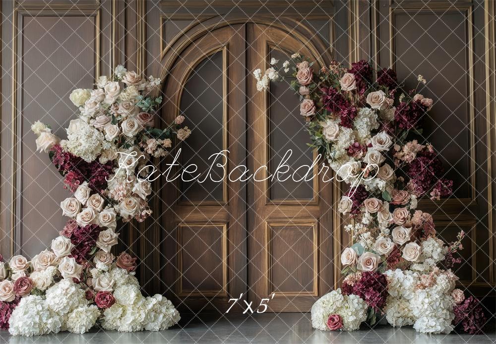 Kate Floral Arch Vintage Wood Door Backdrop Designed by Mini MakeBelieve -UK