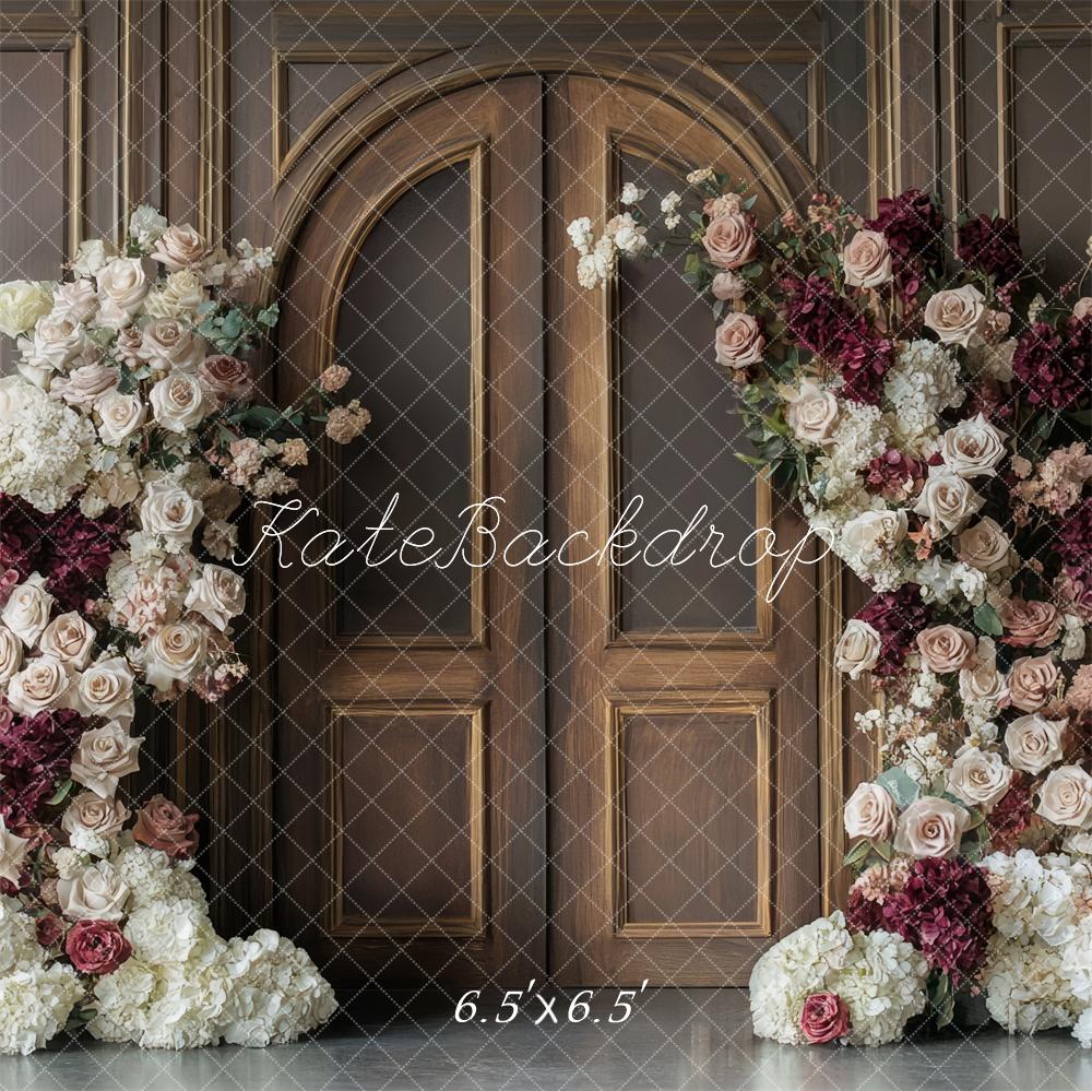 Kate Floral Arch Vintage Wood Door Backdrop Designed by Mini MakeBelieve -UK